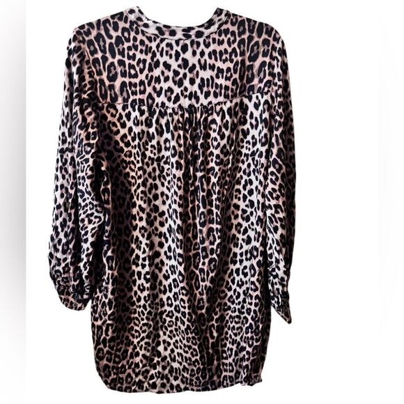 H&M- Women’s Oversized Long Sleeve Leopard Print Dress, Size Small - Picture 4 of 9
